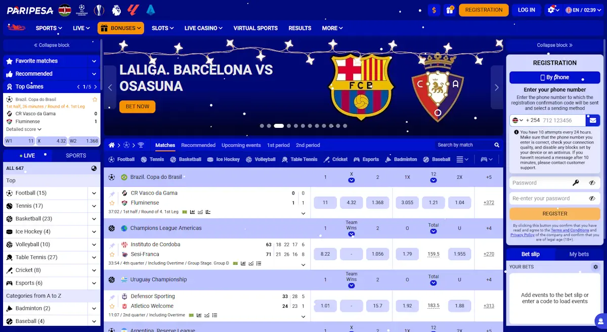 Paripesa Sportsbook Screenshot